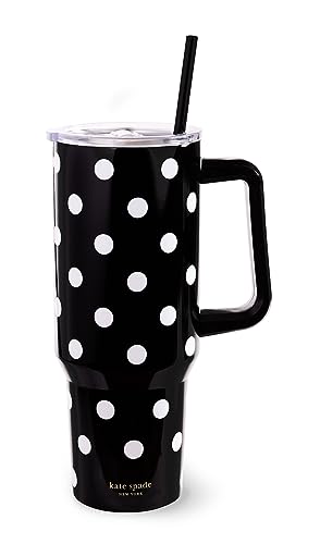 1.18L Tumbler with Handle and Straw, Black Dot