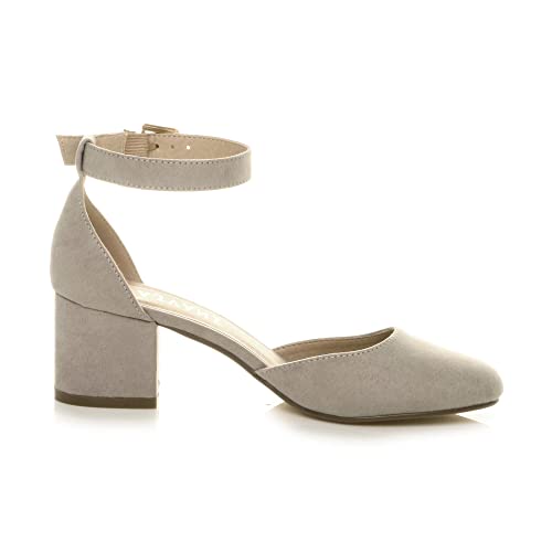 Low block heel ankle strap shoes