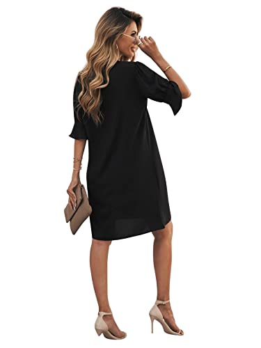 Famulily Women's V Neck Half Sleeve Summer Dress S-XXL