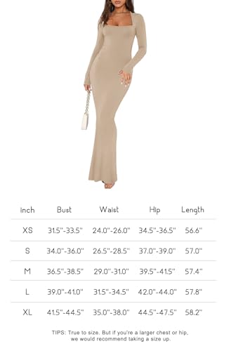 Square Neck Long Sleeve Bodycon Dress