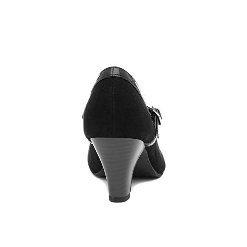 Black Faux Suede Court Shoe