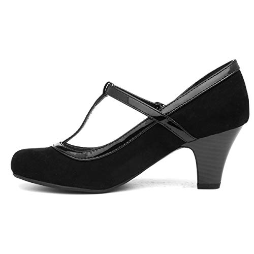 Black Faux Suede Court Shoe