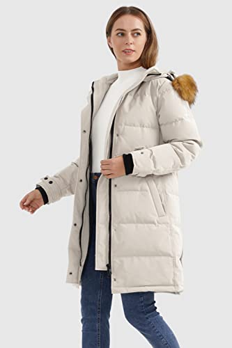 Insulated Down Coat with Faux Fur Hood