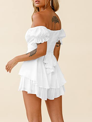 Puff Sleeve Square Neck Off Shoulder Romper