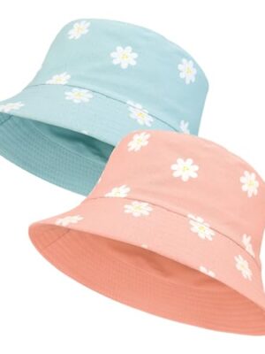 2Pack Reversible Cotton Bucket Hat, Daisies Print