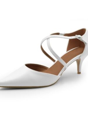 Ankle Strap Low Heel Court Shoes - Large Size