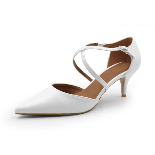 Ankle Strap Low Heel Court Shoes - Large Size
