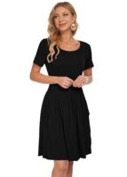 Short Sleeve Pleated Casual Dress