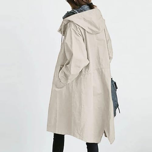 Windproof Hooded Trench Coat with Pockets