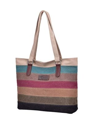 Striped Canvas Tote Bag