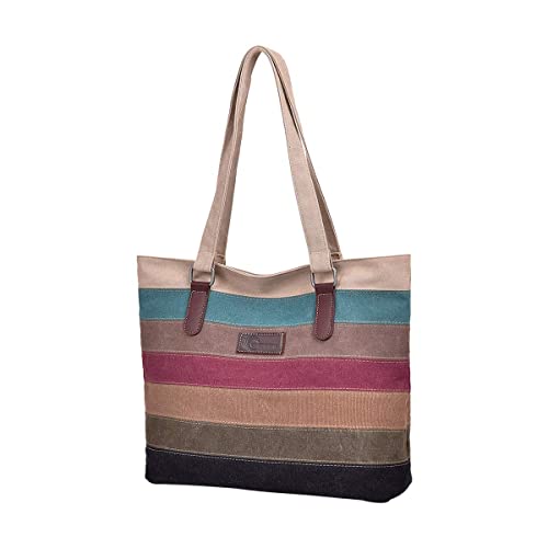 Striped Canvas Tote Bag