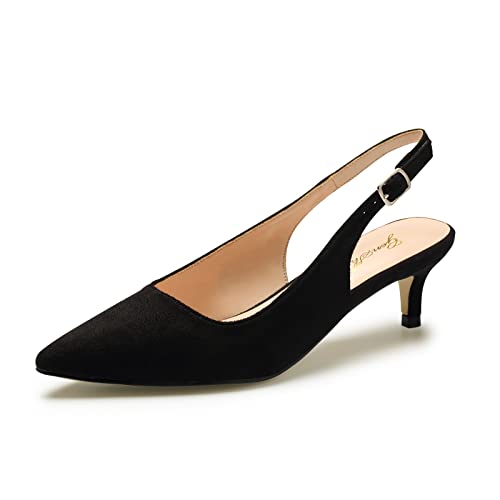 Kitten Heel Slingback Shoes Black 38 EU
