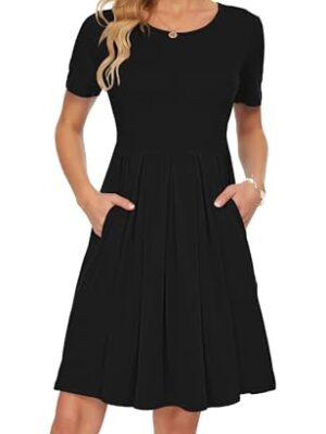 Short Sleeve Pleated Casual Dress