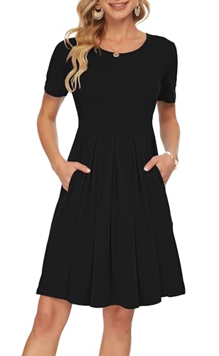 Short Sleeve Pleated Casual Dress