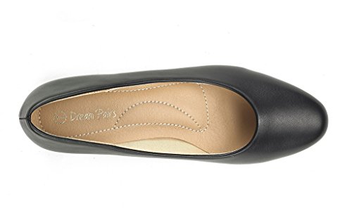 Mid Block Heels Round Toe Pumps