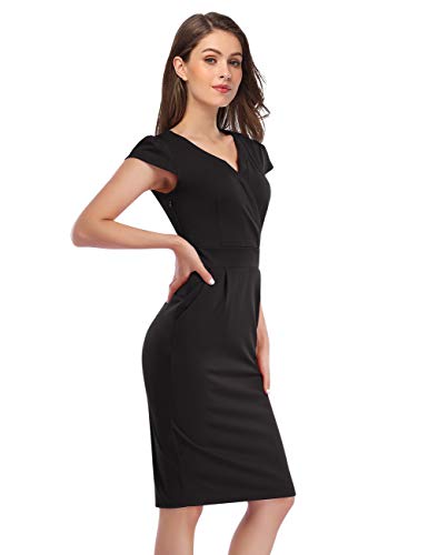 KOJOOIN Women's V-Neck Business Slim Bodycon Dress