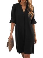 Famulily Women's V Neck Half Sleeve Summer Dress S-XXL