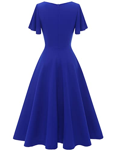 Ruffle Sleeve V-Neck Knee Length Dress