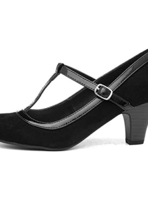 Black Faux Suede Court Shoe