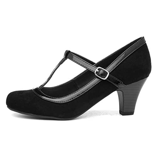 Black Faux Suede Court Shoe