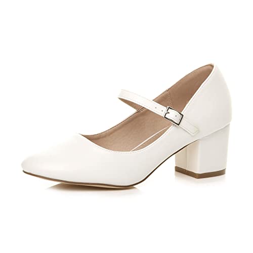 mid block heel strap court shoes