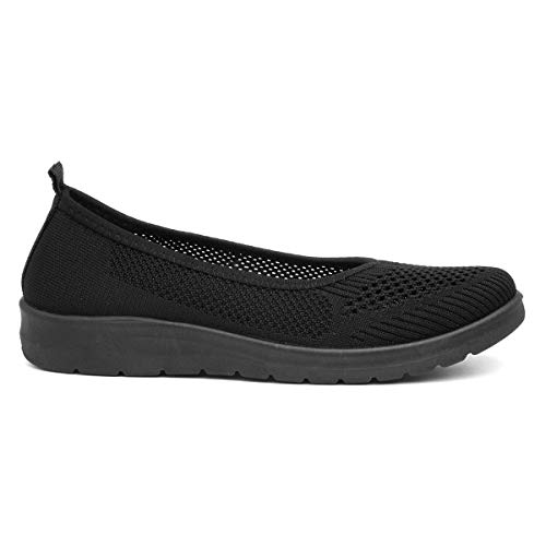 Black Slip-On Ballerina Shoes