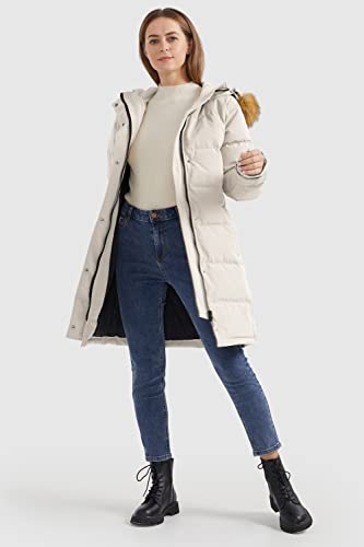 Insulated Down Coat with Faux Fur Hood