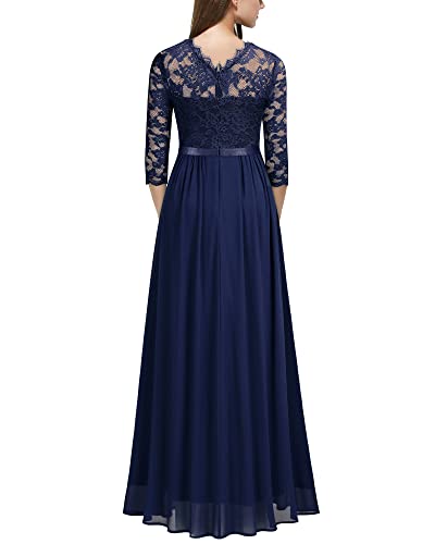 MIUSOL Women's Vintage Lace 3/4 Sleeve Maxi Dress