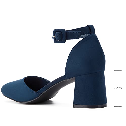Block Heels Square Toe Ankle Strap Shoes