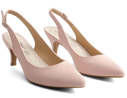 Pointed Toe Slingback Kitten Heel Sandals