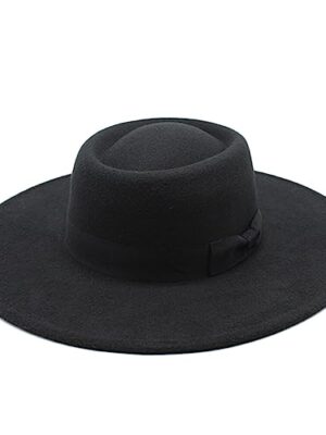 Black Wide Brim Fedora with Bow