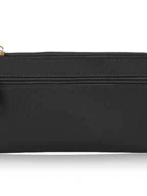 Leather Double Zipper Wristlet Wallet