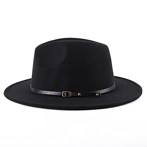 Adjustable Wide Brim Fedora Hat - Felt Panama Cap