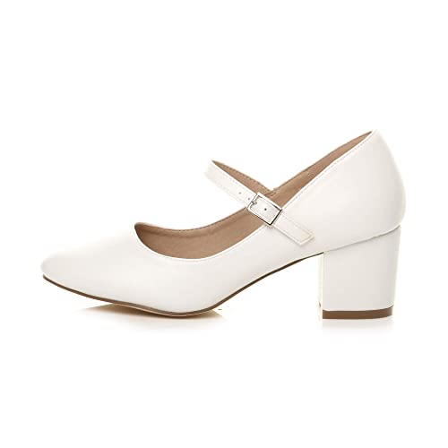 mid block heel strap court shoes