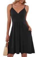 Summer V Neck Spaghetti Strap Dress with Pockets
