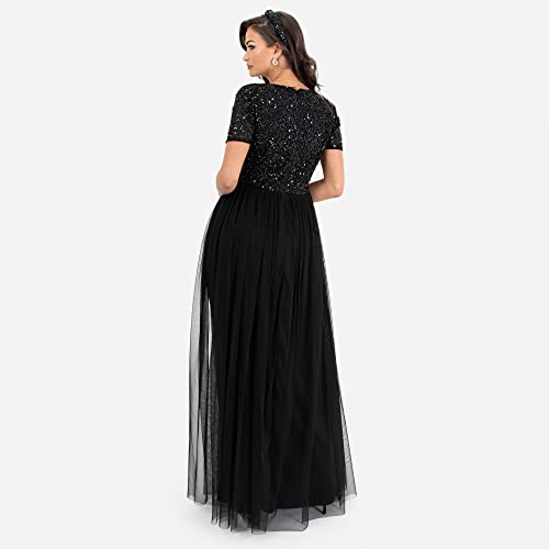 Sequined Evening Dress, Short Sleeve