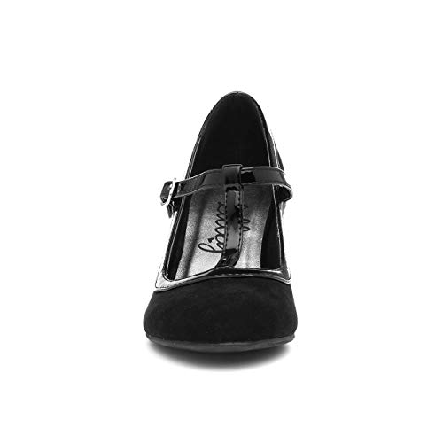 Black Faux Suede Court Shoe