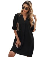Famulily Women's V Neck Half Sleeve Summer Dress S-XXL