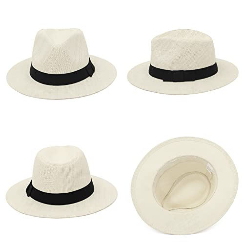2Pcs Summer Straw Panama Hat