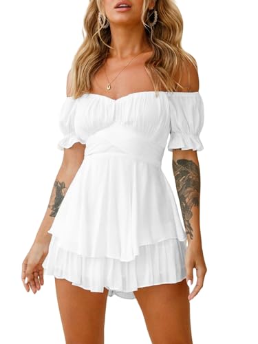 Puff Sleeve Square Neck Off Shoulder Romper