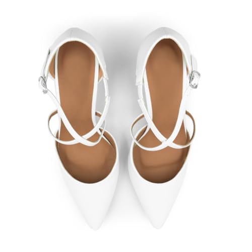 Ankle Strap Low Heel Court Shoes - Large Size