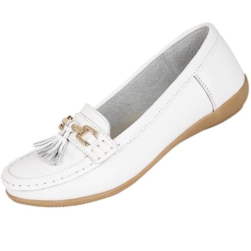 Leather Tassel Flat Shoes