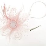 Fascinator Hat with Mesh, Ribbons, & Feathers