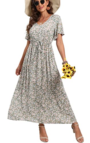 Summer Floral V Neck Midi Dress