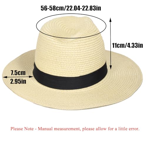 Wide Brim Straw Sun Hat, Adjustable