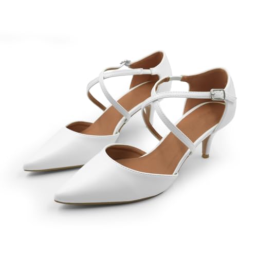 Ankle Strap Low Heel Court Shoes - Large Size