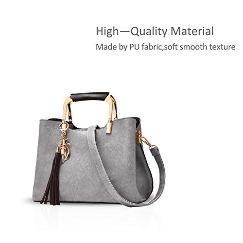 Gray Handbag with Tassel