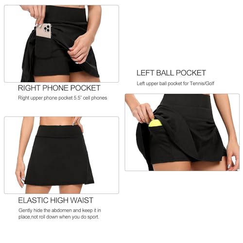 Pleated High-Waisted Athletic Skort with Pockets