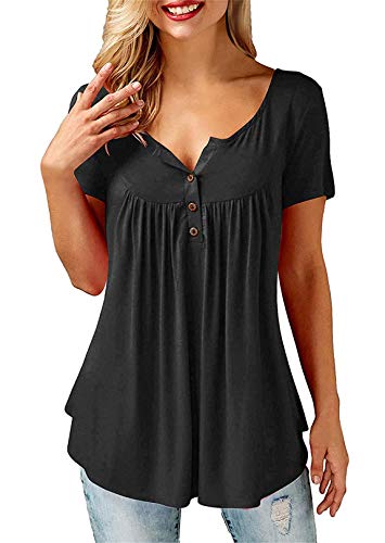 Casual V Neck Pleated Tunic Blouse