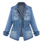 Casual Cropped Denim Jacket, Plus Size S-5XL